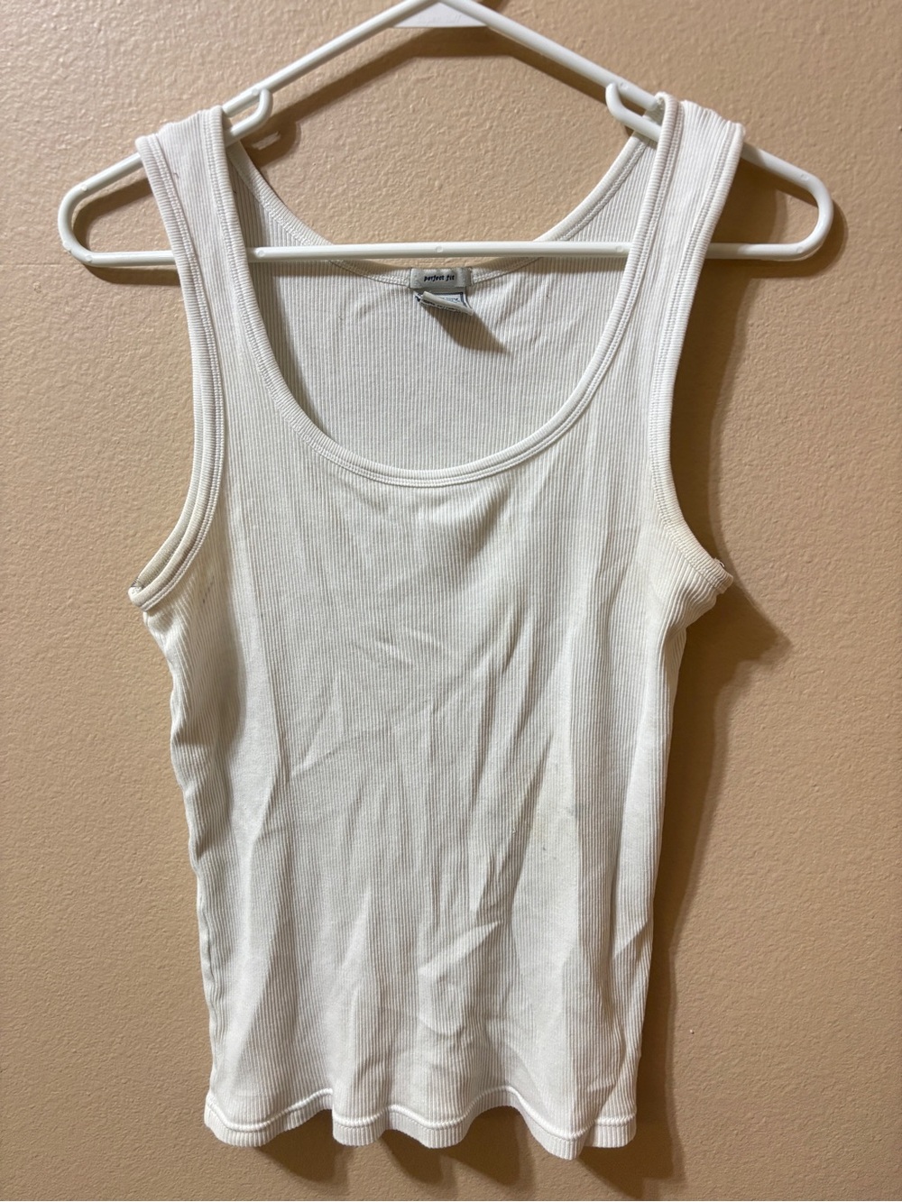 Old Navy Perfect Fit Ribbed Knit Tank Women L White Scoop Neck